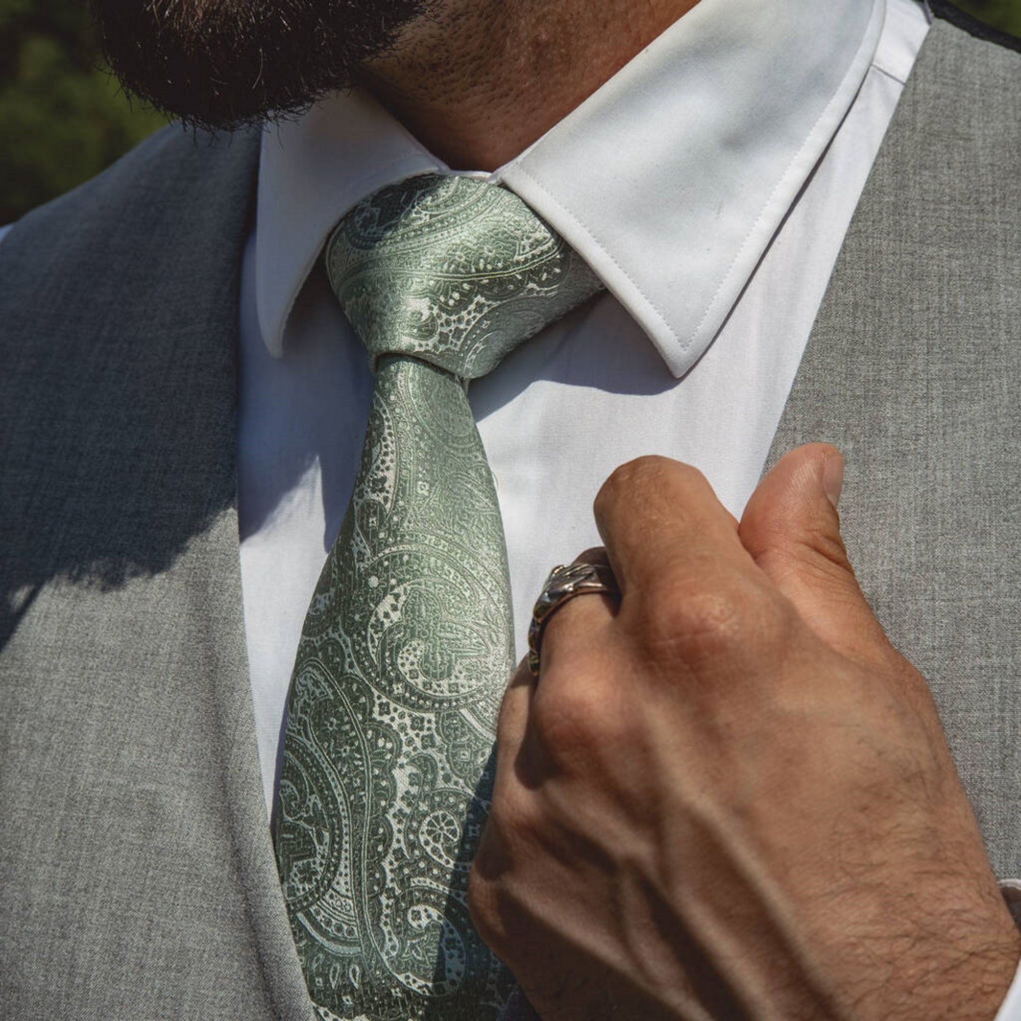 Sage Green Paisley Tie Box Set